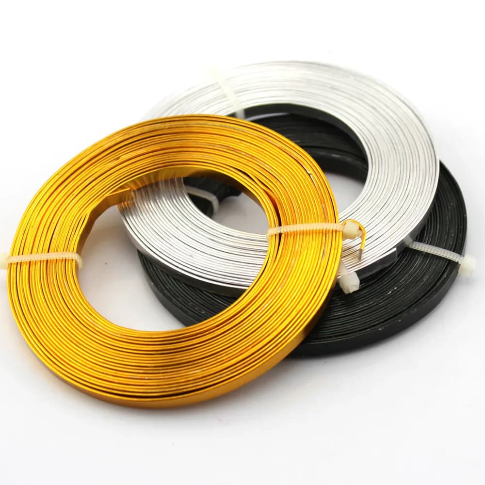 Fil d'aluminium plat pour travaux manuels faits à la main, fil métallique pour bijoux, bricolage exé