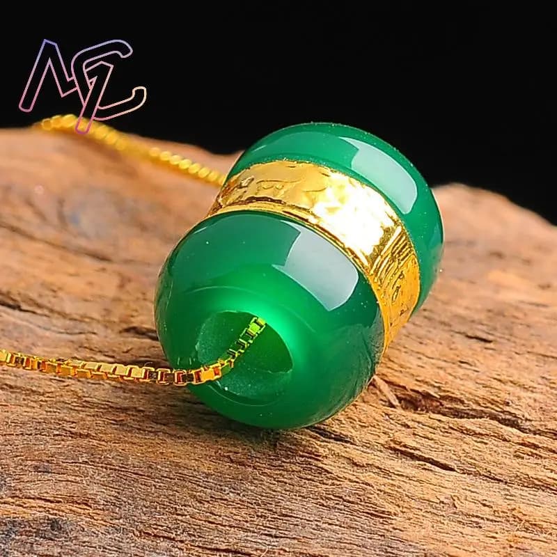 Collier pendentif en perles de Jade véritable, bijoux naturels, amulette sculptée, accessoires, brel