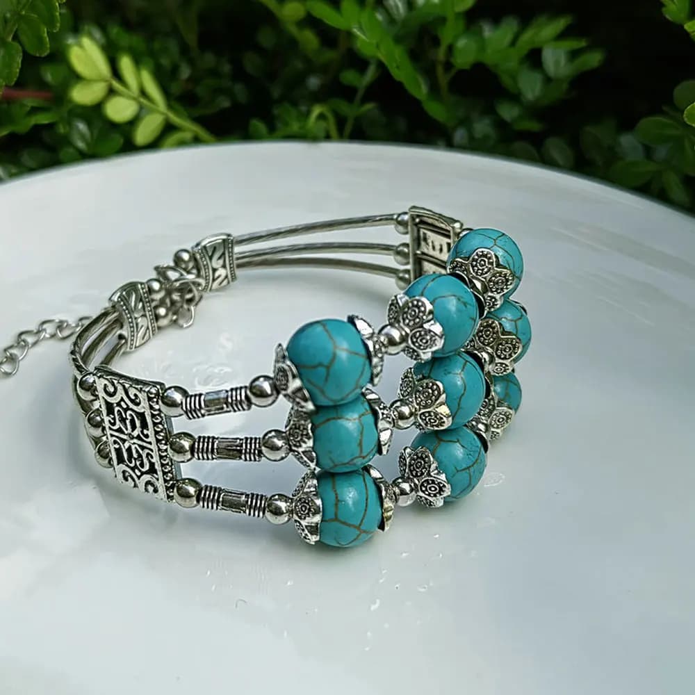 Bracelet à trois rangées de Style ethnique, pièce de bijoux polyvalente faite à la main pour femmes
