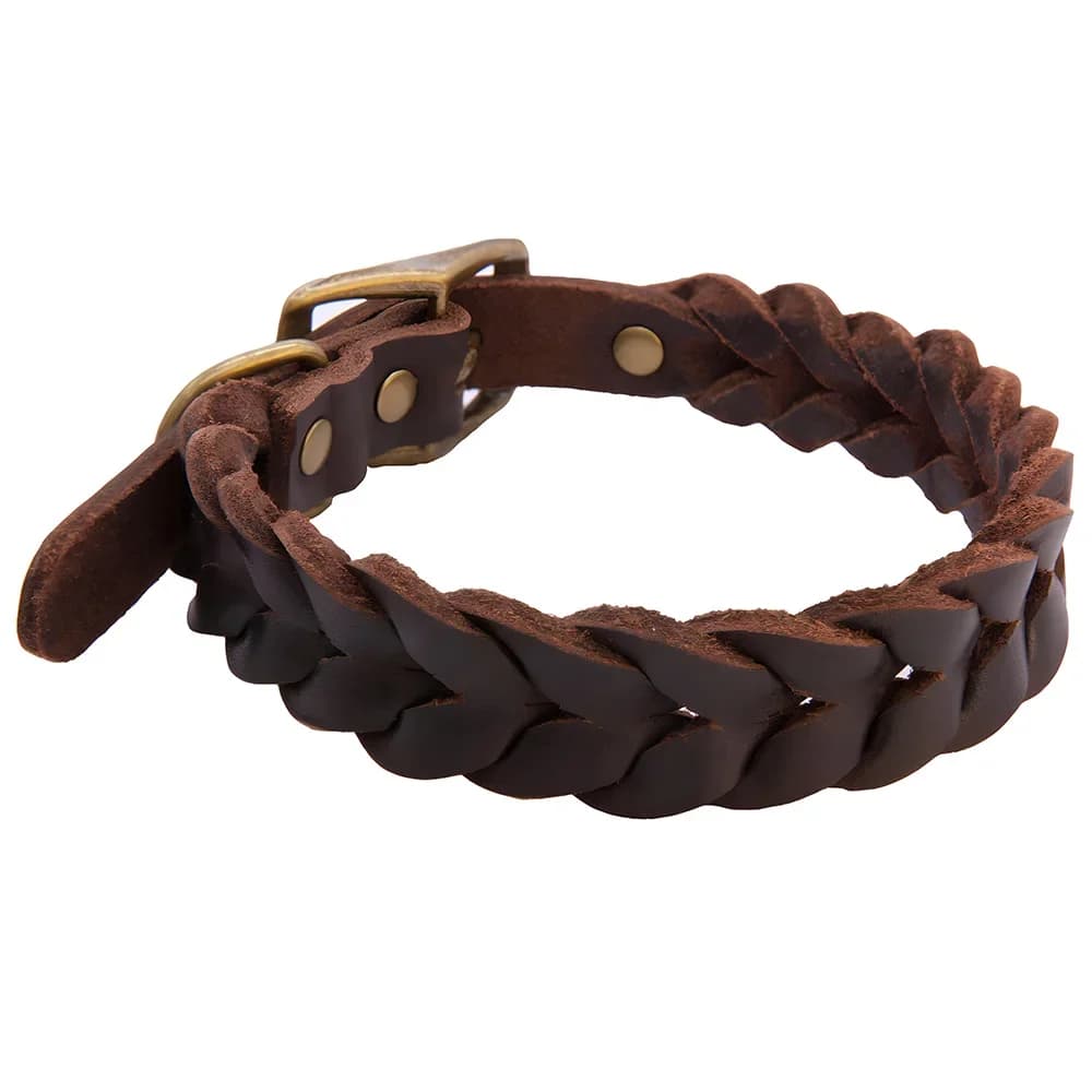 Colliers pour chiens en cuir véritable tressé, durable, petits, moyens et grands chiens, troupeau de