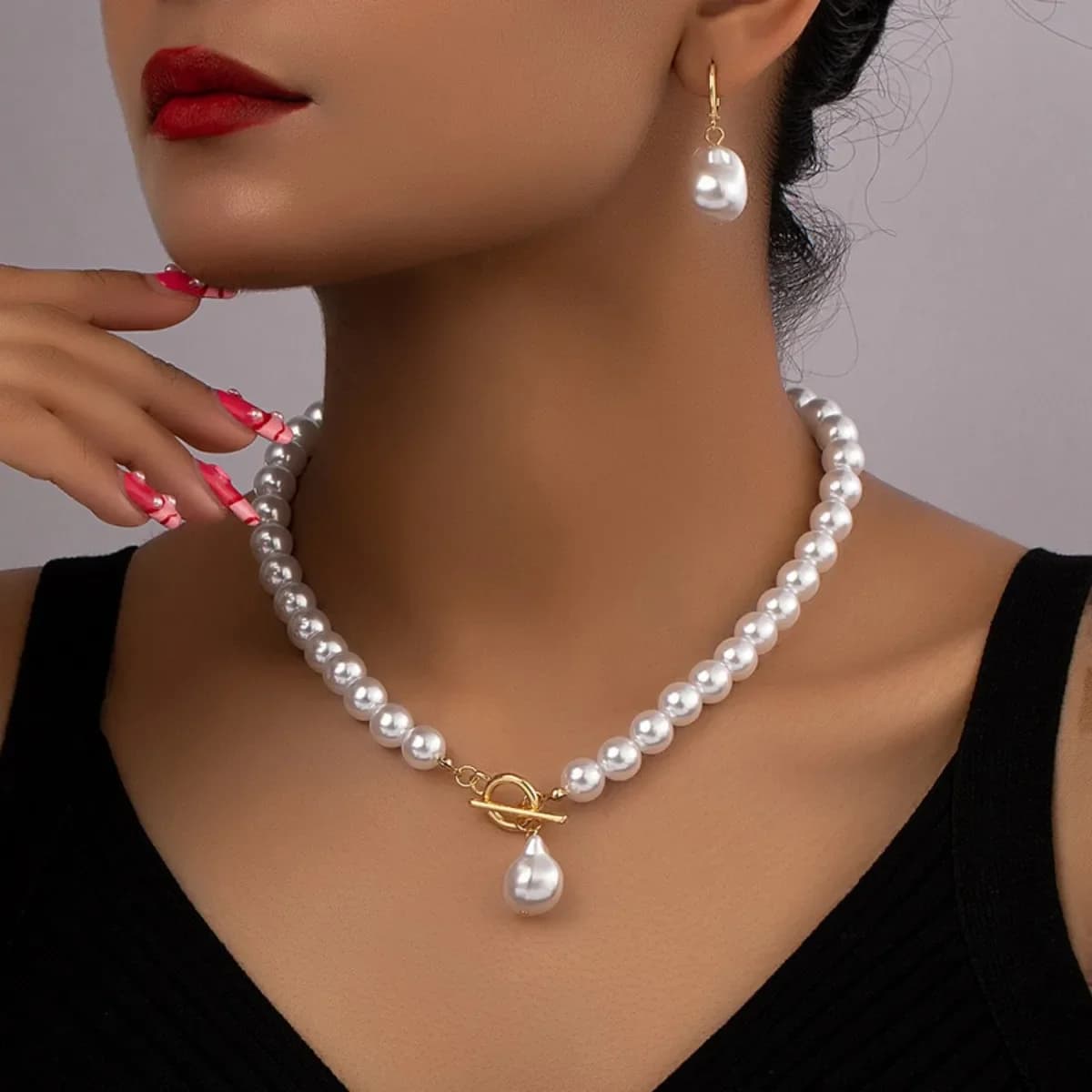 Ensemble de bijoux boucles d'oreilles en perles baroques pour femmes, collier 1 pièce, 2 pièces, for