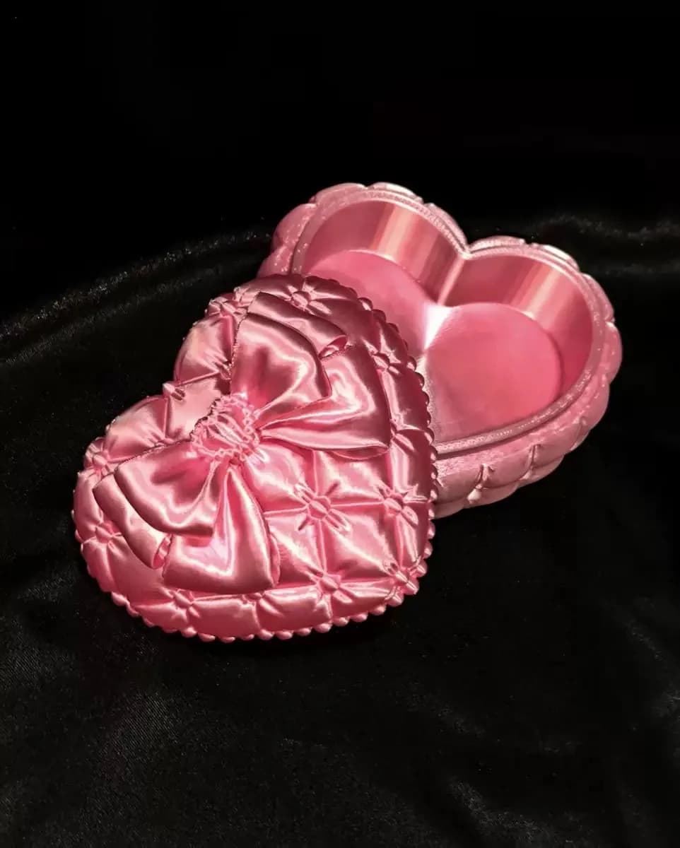 Boîte à bijoux en soie en forme de cœur avec nœud, style esthétique féminin, style Ins, organiseur d