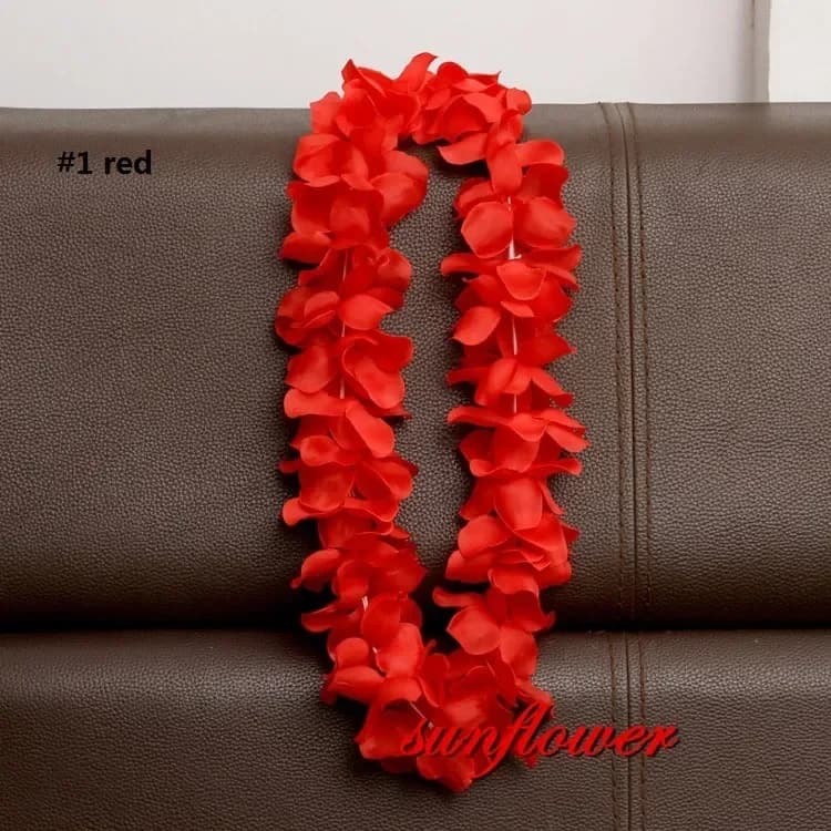 Collier de fleurs hawaïennes, guirlande artificielle Leis, décoration de fête sur la plage hawaïenne