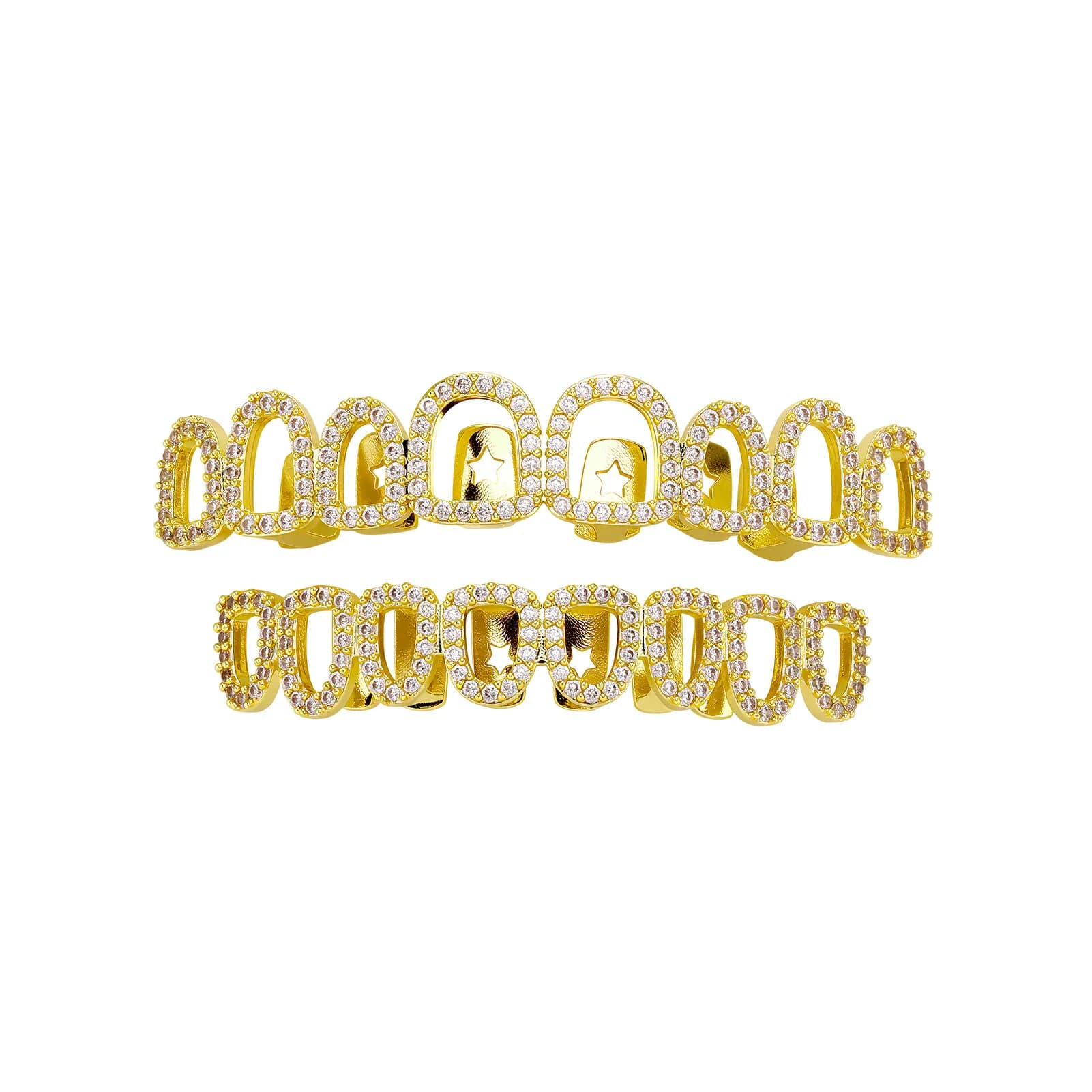Grillz dentaire Hip Hop et Punk, entièrement creux, avec pierres CZ et zircon brillant, pour femmes 