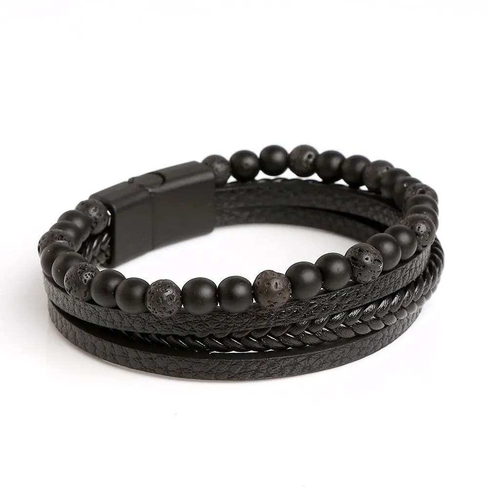Hommes Bracelet en cuir classique mode oeil de tigre perlé Multi couche Bracelet en cuir pour hommes