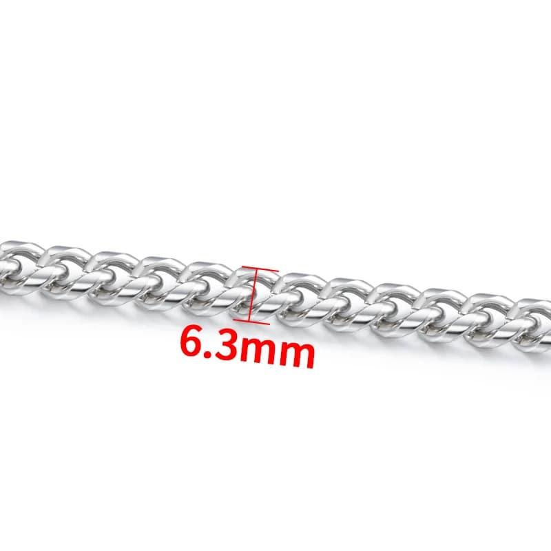 Collier chaîne cubaine en acier inoxydable 6,3/9/10,5 mm, couleur argent, étanche, en acier titane, 