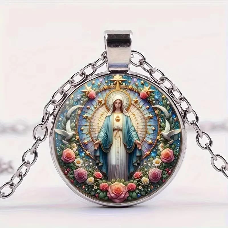 La sainte famille verre pendentif collier catholique Saint Joseph vierge marie jésus collier bijoux 