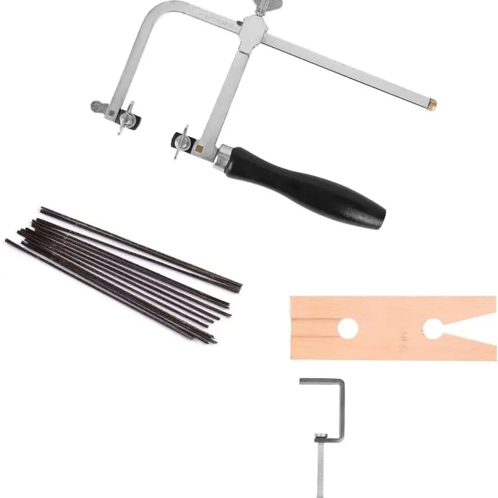 [Ensemble de précision de bijoux] Mini arc de scie en acier + 12 lames + outils de serrage, pour le 