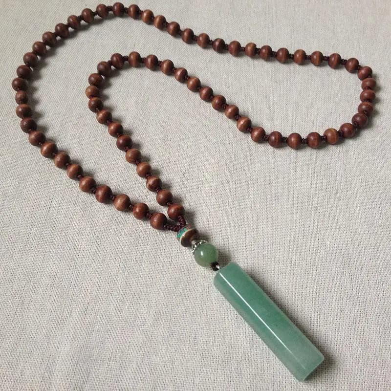 Pendentif en pierre de Jade de Style ethnique, collier mi-long, accessoires élégants, chaîne en lain