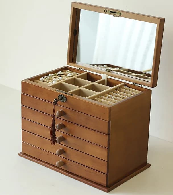 Boîte de présentation de bijoux en bois massif, boîtes de rangement rétro, Bracelet, collier, boucle
