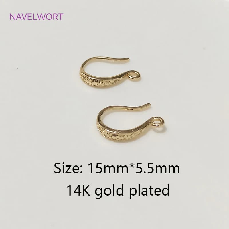 Fil d'oreille aplaté plaqué or 14K avec boucle, raccord de crochet de boucle d'oreille en laiton, ac