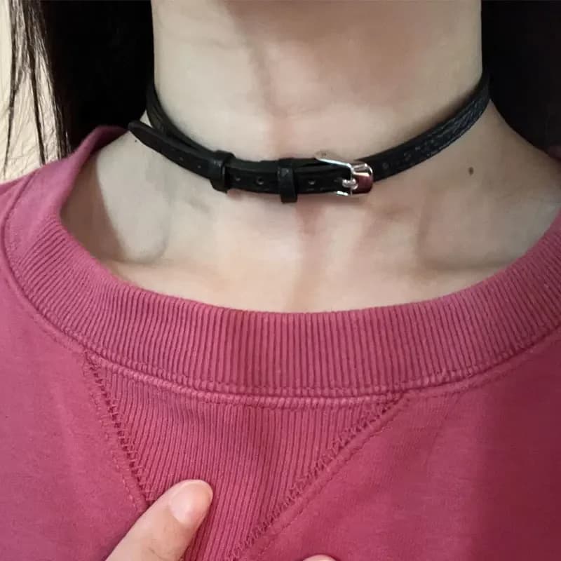 Collier gothique noir Vintage pour femmes, ras du cou en cuir Punk, chaîne de col foncé, bijoux tend
