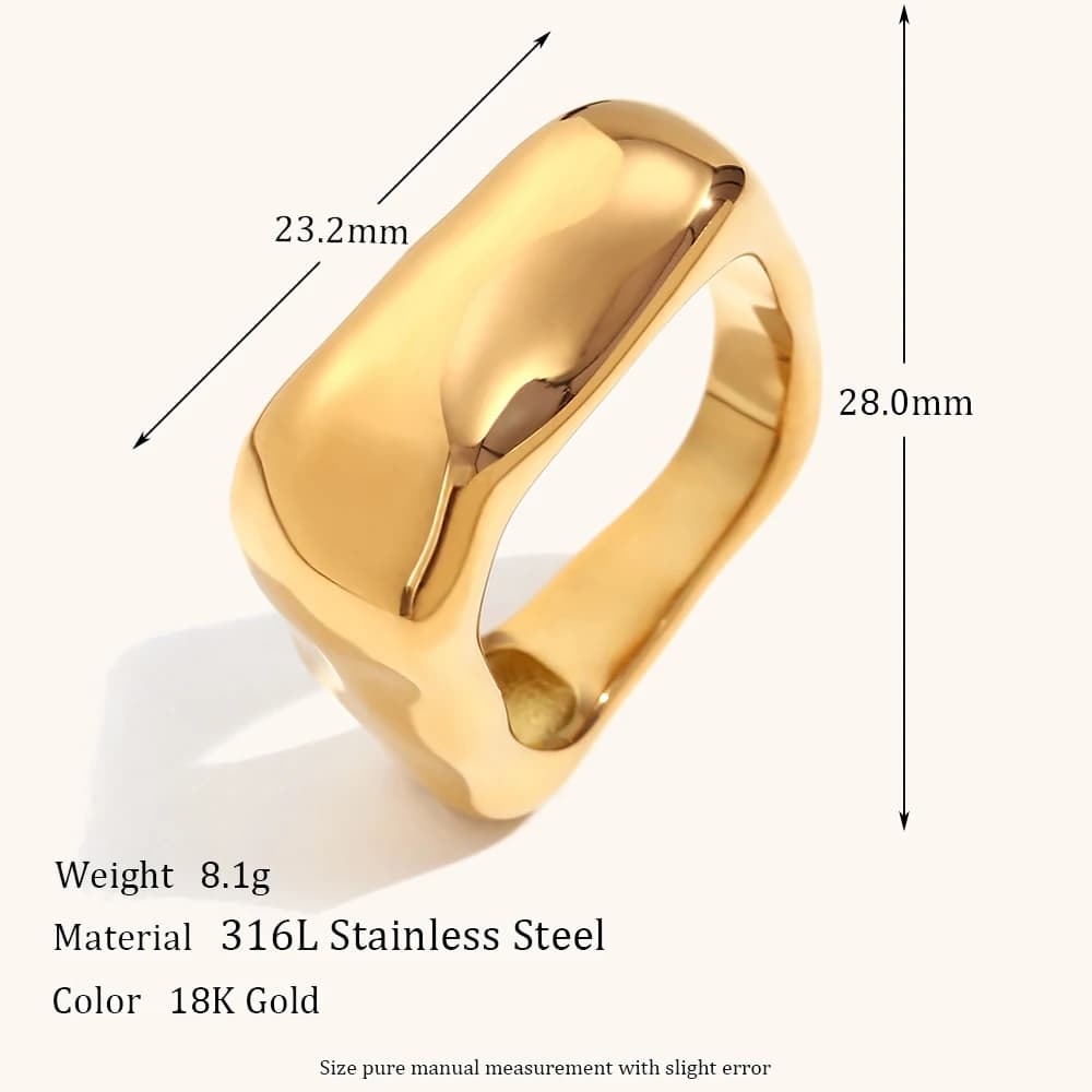 La.Muses-Bague en Acier Inoxydable de Forme Carrée, Bijoux de Doigt, Couleur Rouille Verde, 18K, Pla