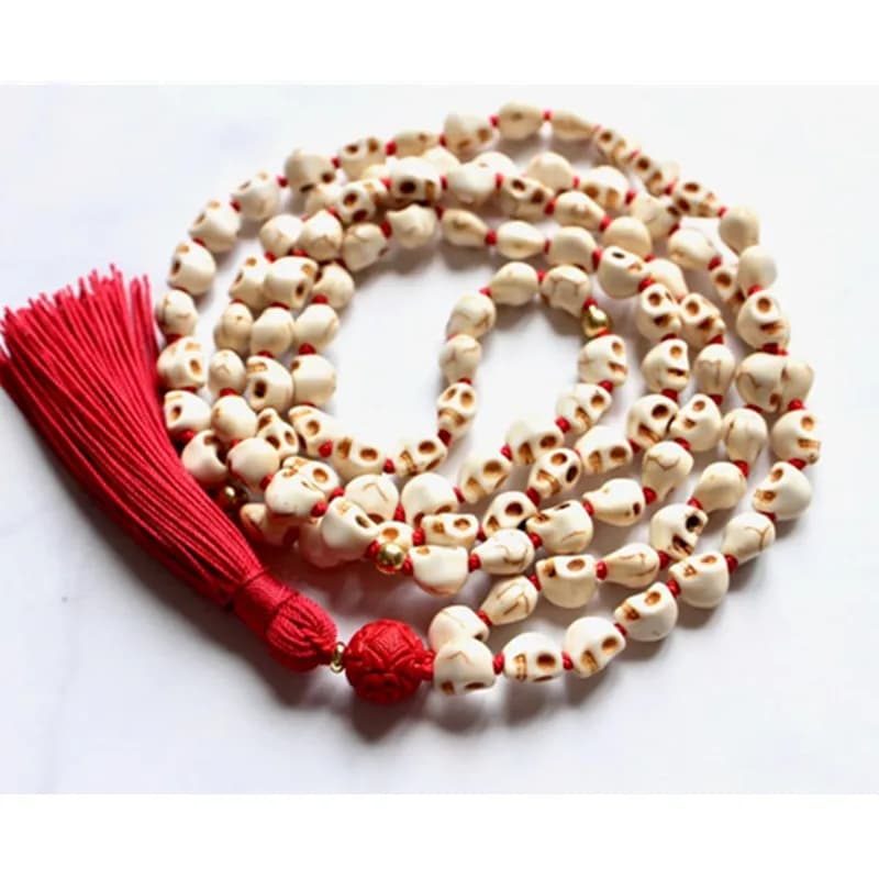 Kali Mala, perles de crâne Mala, 108 perles Mala, collier de crâne, perles Kali Mala, collier de dée