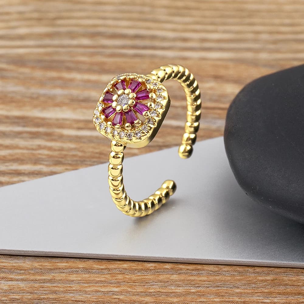 AIBEF – ensemble de bijoux couleur or pour femmes, fleur, pierre de Zircon, perles, bracelets circul