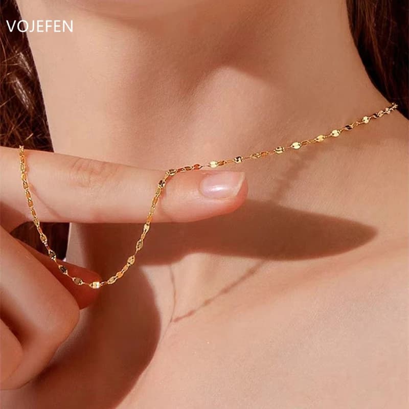 Collier VOJEFEN AU750 en or pur 18 carats, chaînes en forme de lèvres, collier ras du cou, bijoux de