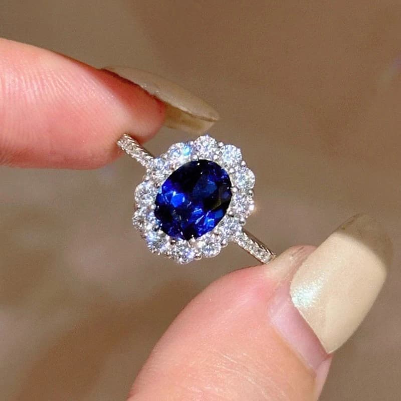 Bague en argent Sterling 925 pour femmes, pierres précieuses bleues, bijoux de mariage, breloque de 