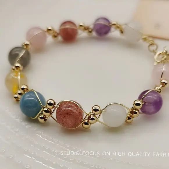 Dreams Come True Niche Perles tissées colorées Bracelet multi-cristal mixte Naturel Lucky Allegory C