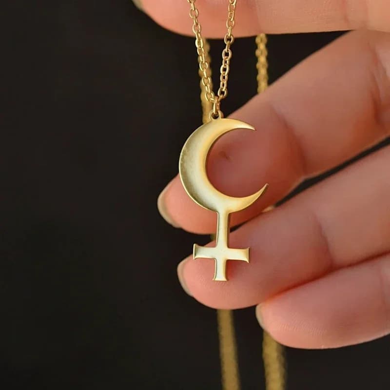 Colliers en acier inoxydable, collier Lilith, collier avec pendentif occulte, collier avec symbole j
