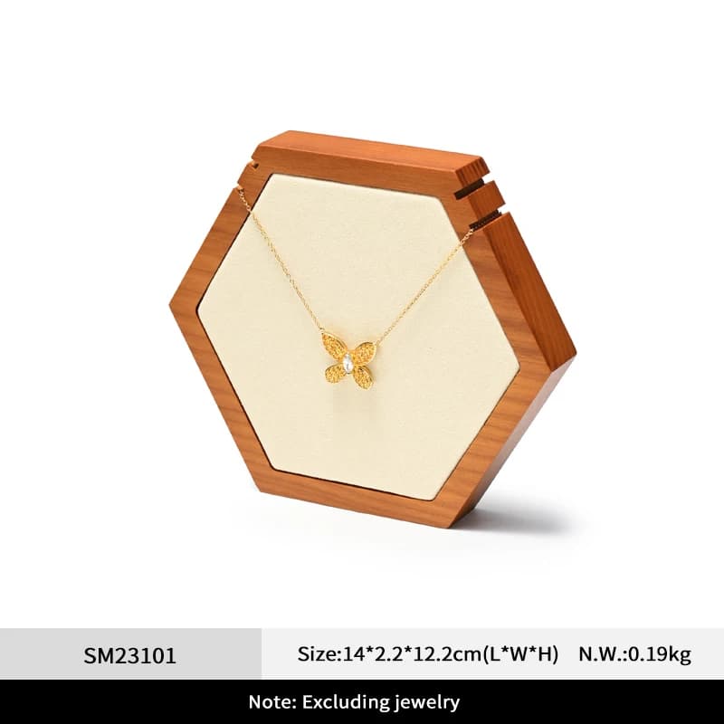Présentoir de rangement pour colliers Ciyye, organisateur de bijoux en bois hexagonal, présentoir de