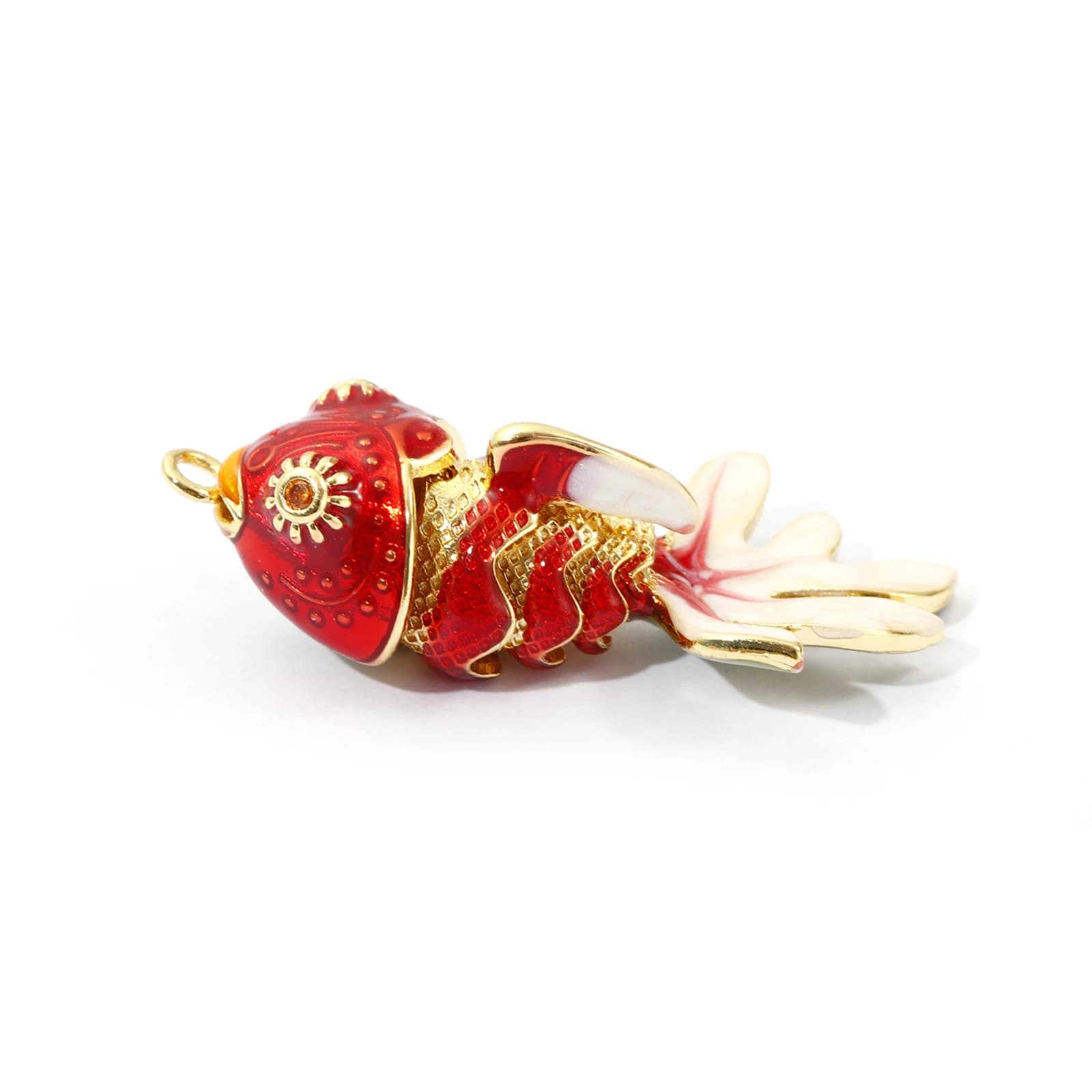 1 pièce en laiton océan bijoux pendentifs poisson rouge plaqué or 18 carats émail poisson mobile Ora