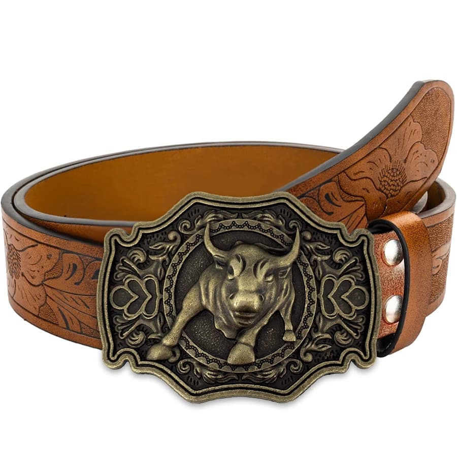 Ceinture de veau dorée, grande plaque sculptée exquise, tête de boucle en alliage pour hommes et fem