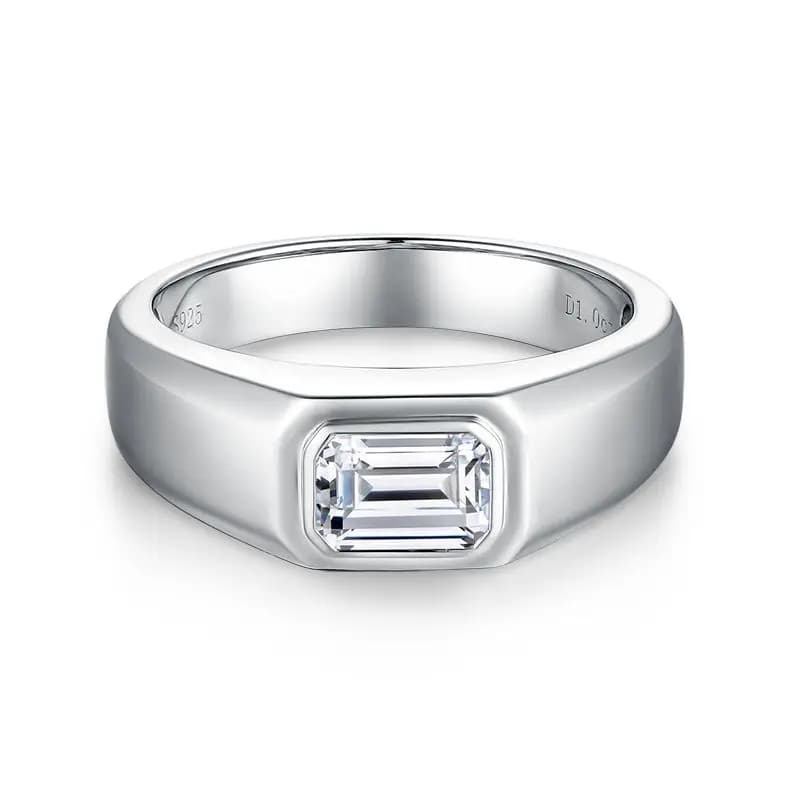 M-JAJA 1CT Moissanite bague de fiançailles bague émeraude pour homme S925 argent Sterling diamant al