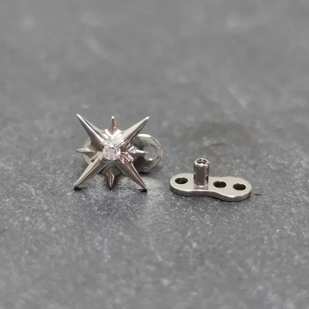 F136 titane Helix Piercing microdérmique peau greffage goujons 16G Surface d'ancre cutanée Zircon fo