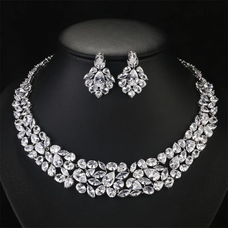 ZAKadvocate-Ensemble de bijoux de luxe pour femme, boucles d'oreilles en zircone CZ, collier de Duba