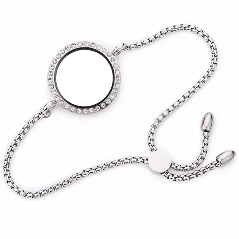 1Pc 30mm cristal verre crémation urne médaillon pendentif Bracelet rond mémoire reliquaire Photo méd