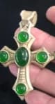 Pendentif croix vintage en argent incrusté de pierres rouges et vertes, collier religieux chrétien r