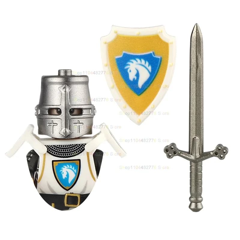 Chevaliers de l'Armure Lourde ST Médiévaux Lion Doré Chevaliers Chauves-souris Casque Épée Blocs de 