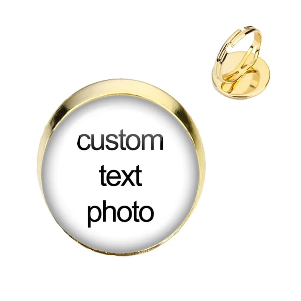 Bague en verre personnalisée avec photo, bijoux photo ronds pour hommes et femmes, pour la famille, 