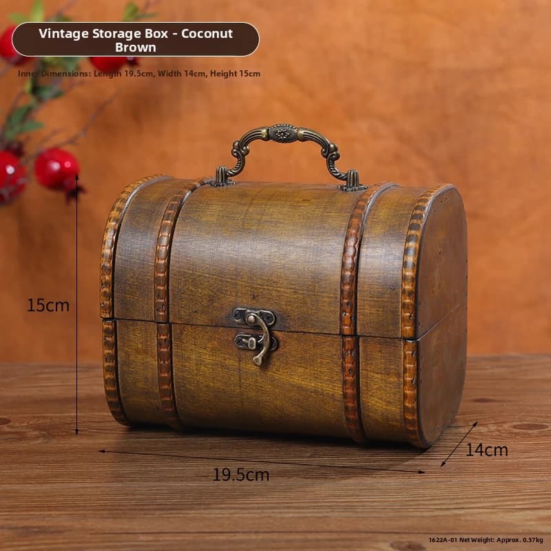 Boîte de rangement en bois de style antique, coffre au trésor médiéval, valise, organisateur de bijo