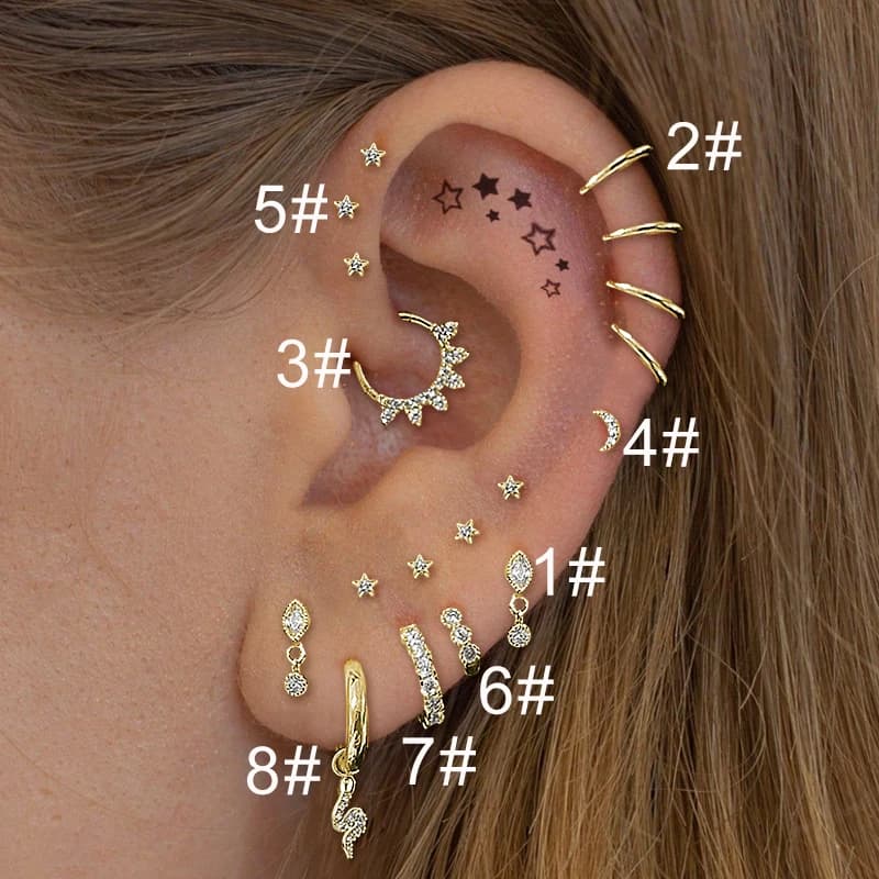 Boucles d'Oreilles Helix Conch Piercing pour Femme, Bijoux Fantaisie, Boucle d'Oreille, Septum Rook,