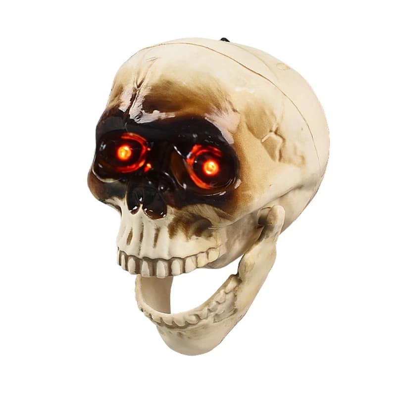 Crâne parlant animé avec œil clignotant mâchoire mobile, décoration tête squelette d'halloween, acce