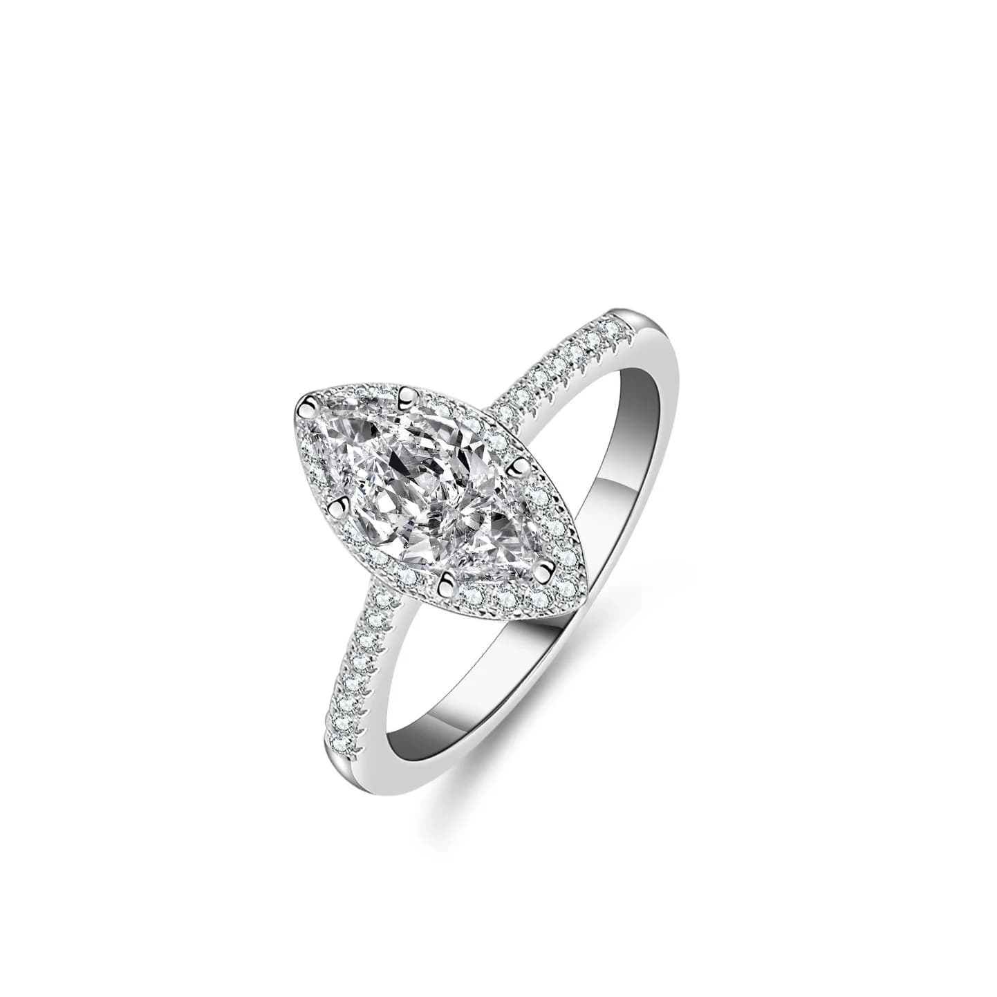 Bague en argent BR S925, bague en moissanite taille marquise 1 carat pour femme, style européen et a
