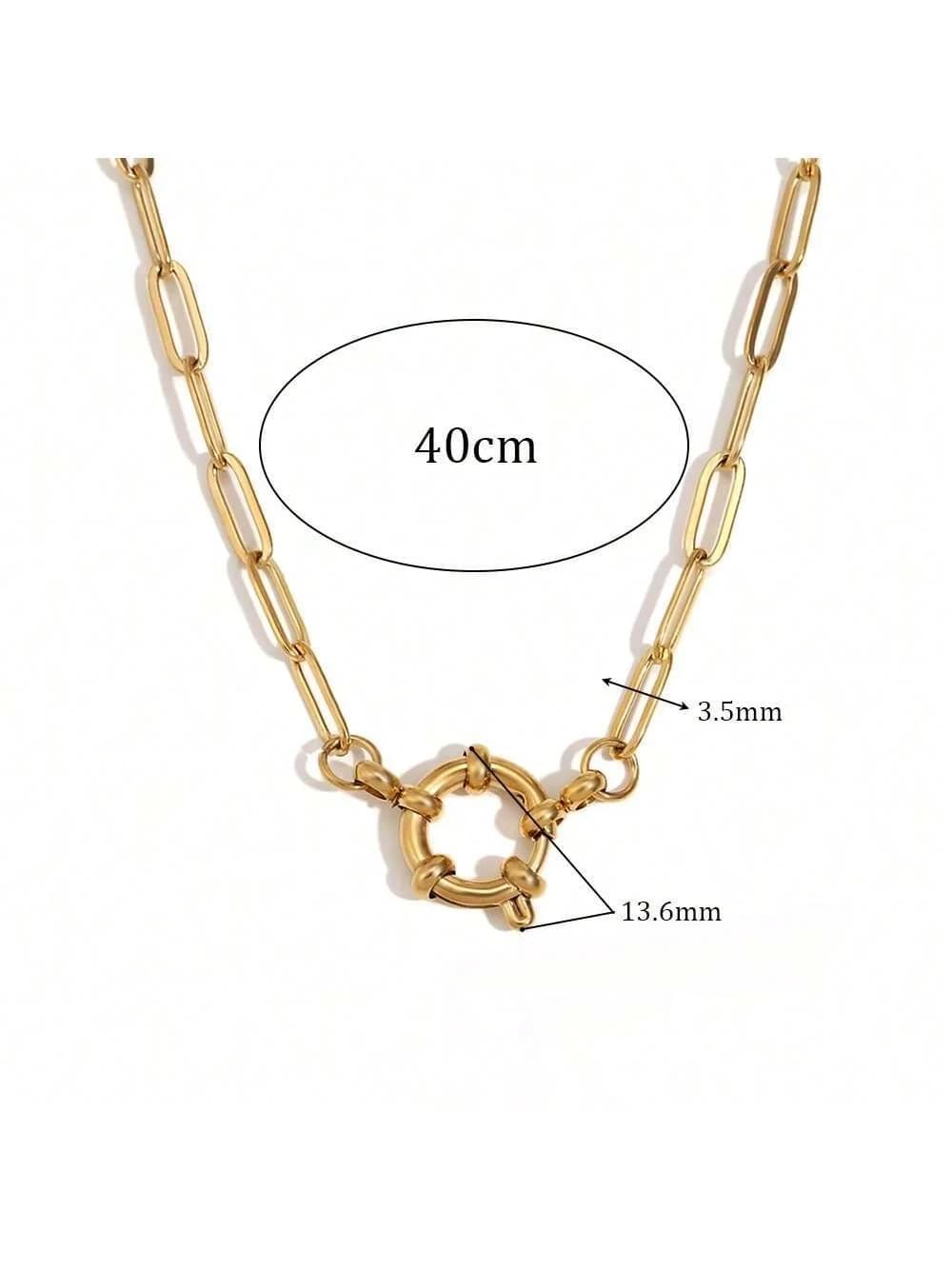 LUXUKISSKIDS-Collier fermoir marin en acier inoxydable, tour de cou minimaliste, lien géométrique Ro