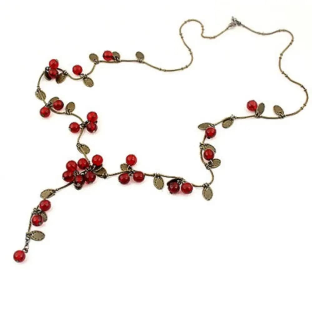Collier de baies rouges pour femmes et filles, joli pull rétro, bijoux de décoration, accessoires de