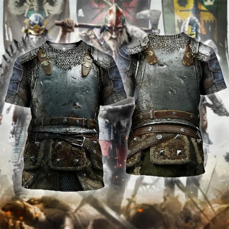 T-shirt graphique chevaliers templiers pour hommes, vêtements de cosplay Harajuku, armure médiévale,