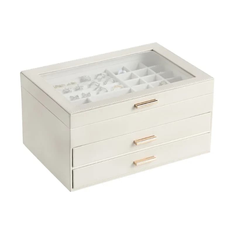 Boîte à bijoux en cuir de luxe pour femme, présentoir pour bracelet, collier, grande taille, boîtes 