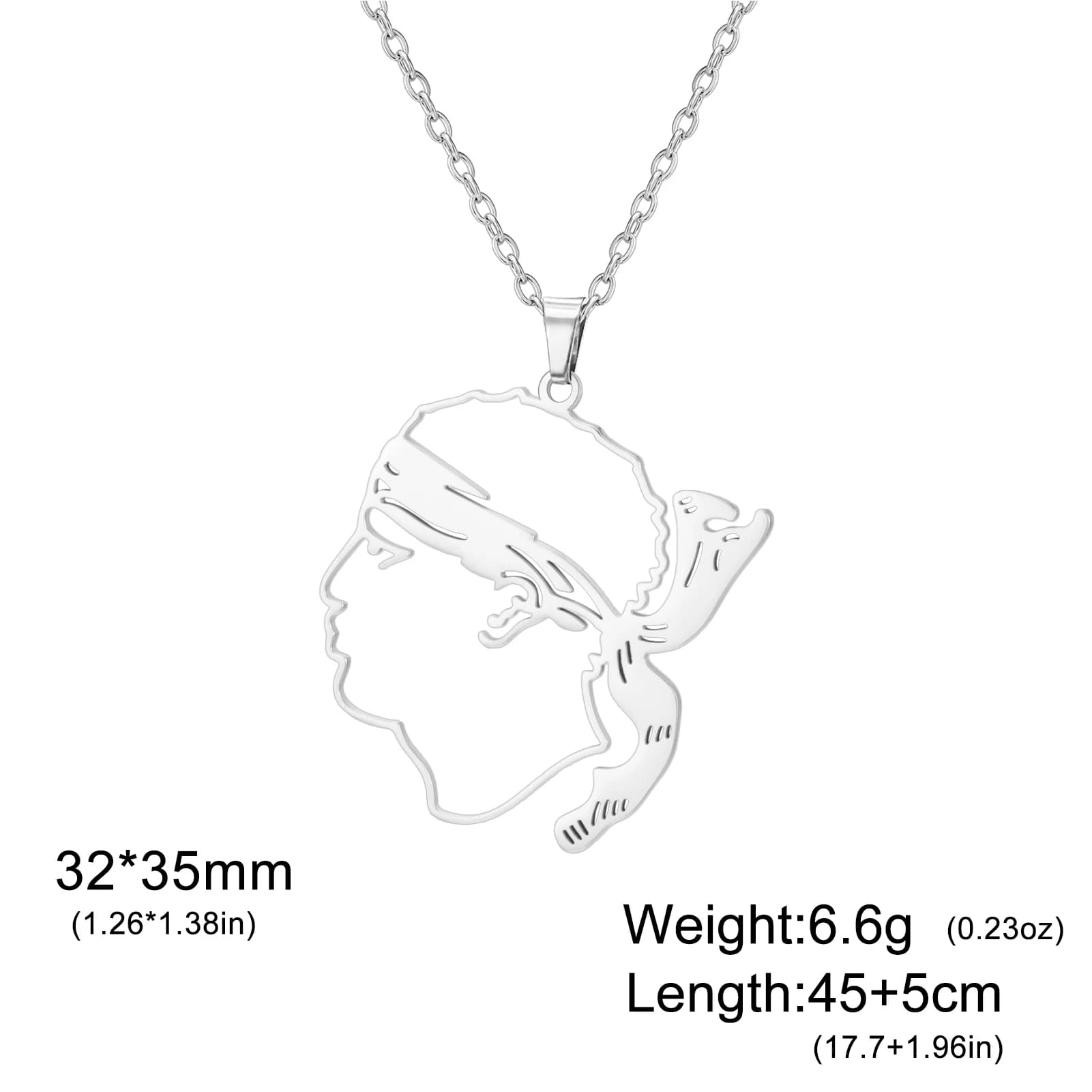 Collier drapeau Corse en acier inoxydable, bijoux Corse Sardinia pour femmes et filles