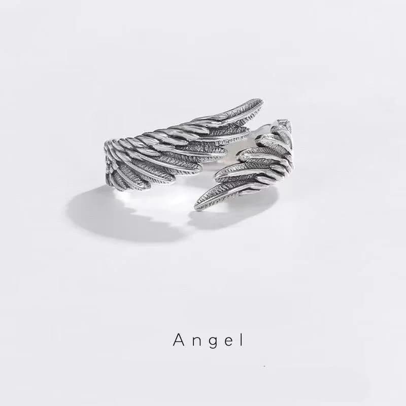 Bague créative rétro ailes de démon d'ange pour hommes et femmes, anneau ouvert Punk gothique, bijou