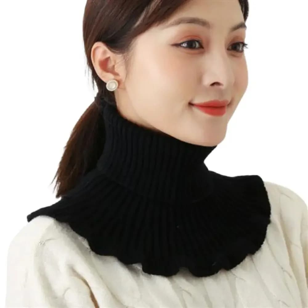 Faux col tricoté chaud pour hommes et femmes, coupe-vent avec oreilles en bois, chauffe-cou, col rou