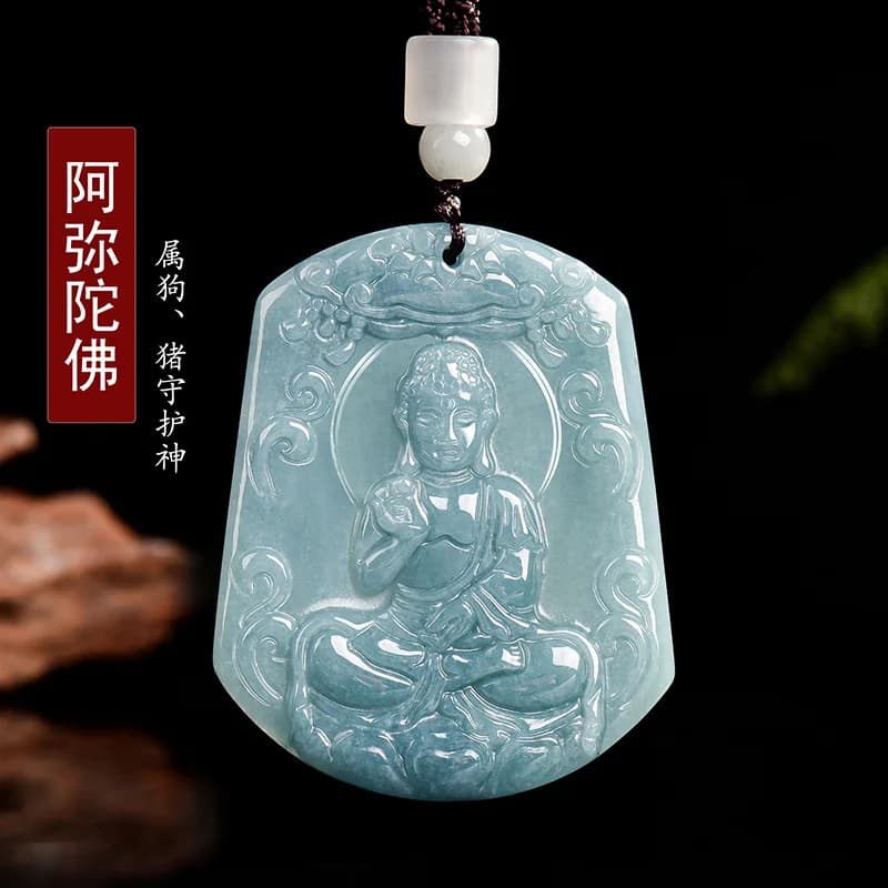 Jadéite naturelle de qualité A, eau bleue, huit dieux gardiens du gardien, douze pendentifs du zodia