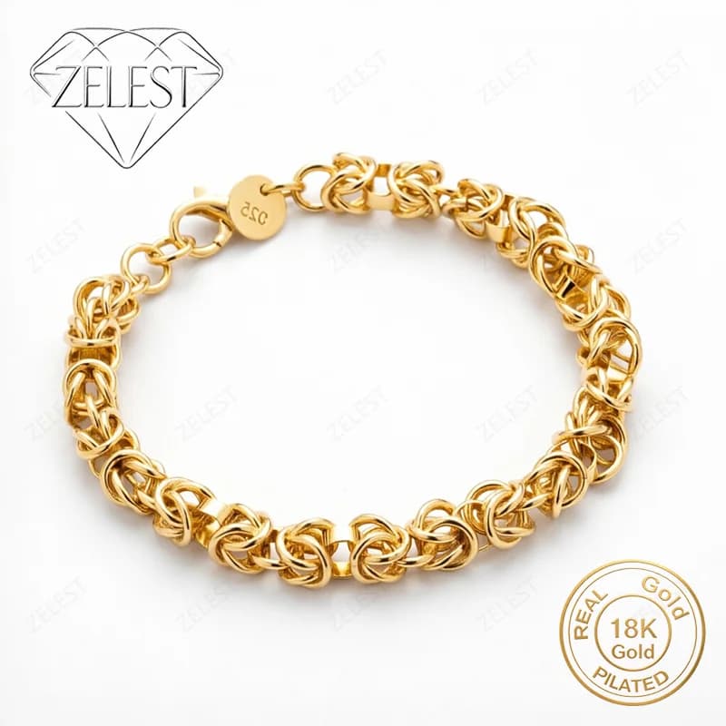 Bracelet tressé délicat plaqué or 18 carats de 8 pouces, bijoux élégants pour fêtes et mariages pour
