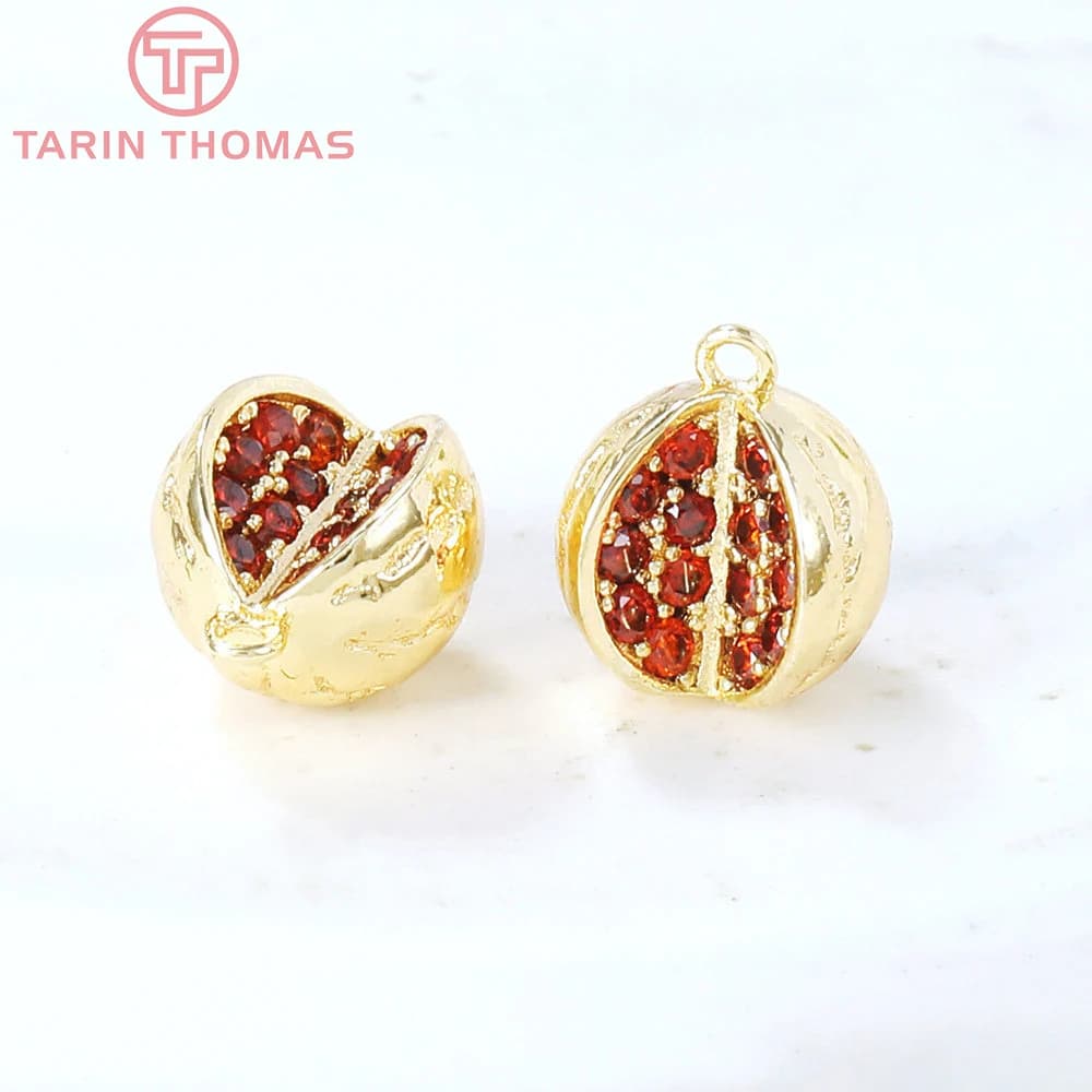 (5209)4 pièces 9MM 24K couleur or laiton avec Zircon pastèque breloques pendentifs haute qualité bij