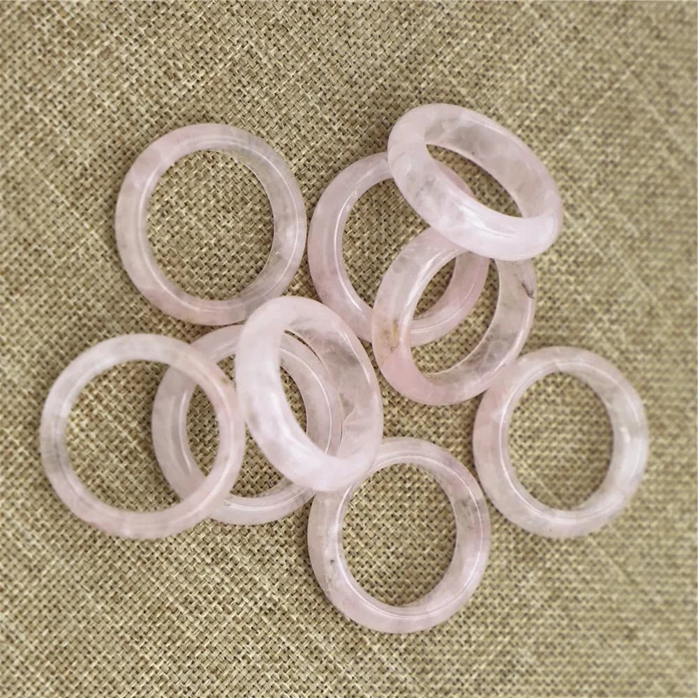 Bague en quartz rose, 1 pièce, pierres semi-précieuses naturelles, largeur 6MM 17 #   18 #   19 #   
