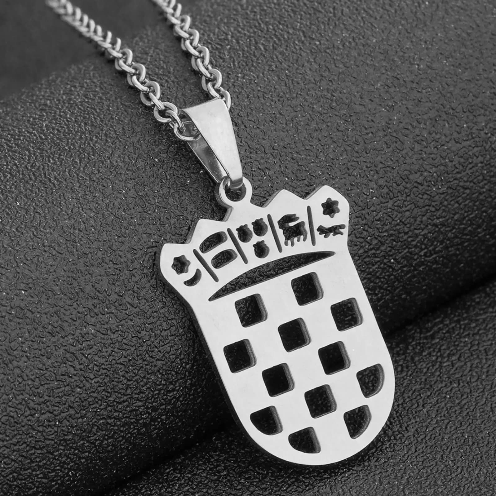 Collier pendentif emblème croate pour femmes et hommes, ras du cou, bijoux en acier inoxydable, cade