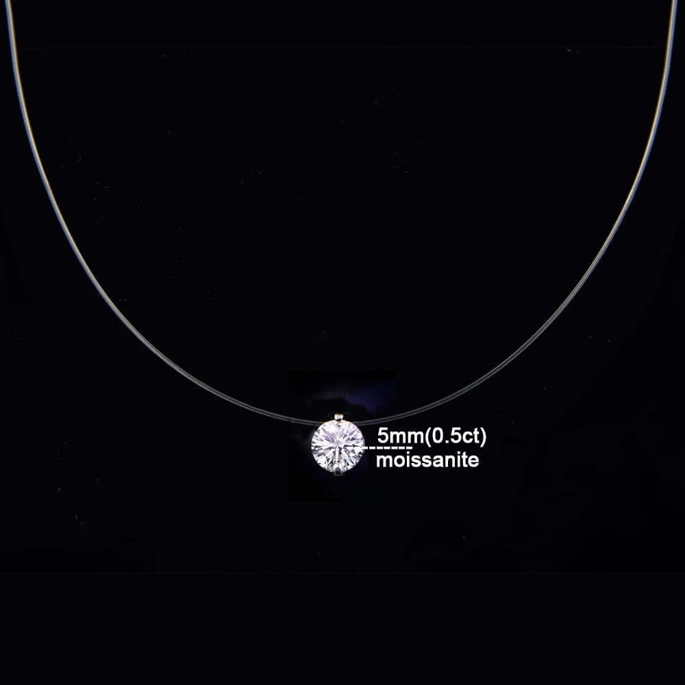 D VVS1 0.5-5 Carat Moissanite pendentif collier pour femmes 925 en argent Sterling Transparent ligne